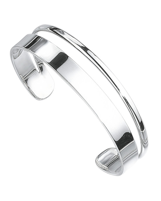 Silver flat and D-shaped Bangle