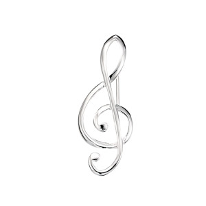 Sterling silver treble clef brooch