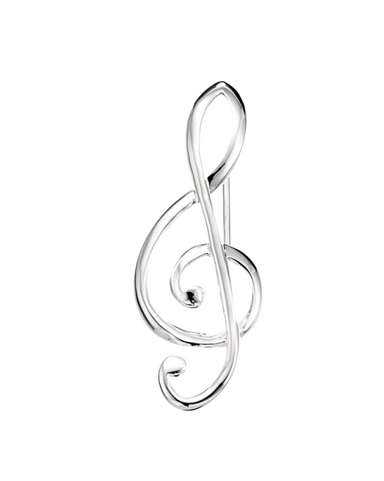 Sterling silver treble clef brooch