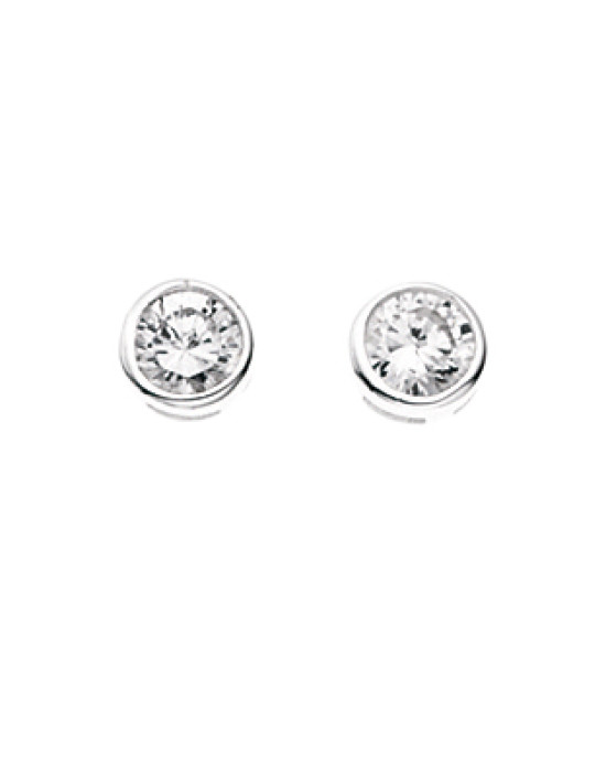 Sterling silver CZ circle studs
