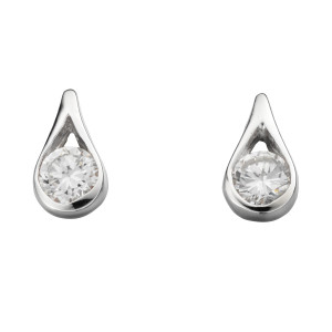 Sterling silver CZ teardrop studs.