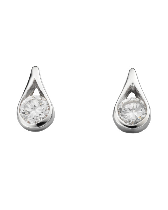 Sterling silver CZ teardrop studs.