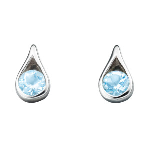 Sterling silver blue topaz teardrop studs