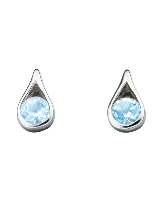 Sterling silver blue topaz teardrop studs