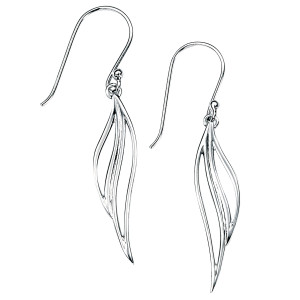 Silver Open Leaf Drop Earrings