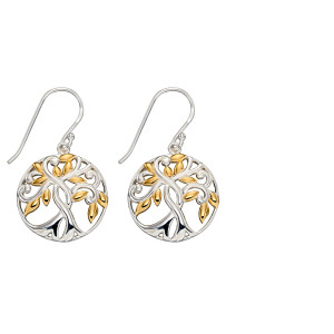 Silver tree of life with gold plated leaves