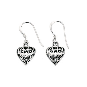 Heart drop earrings.