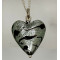 Black and Silver Murano Glass Heart Pendant