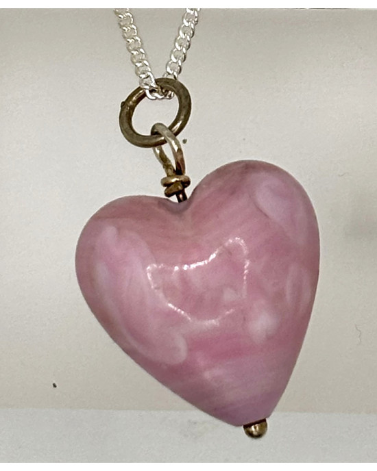 Pastel Pink Murano Glass Heart Pendant